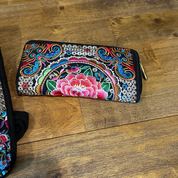 Embroidered Backpack Travel Set W/ Wallet Colorful Small Backpack New Boho - Picture 3 of 14